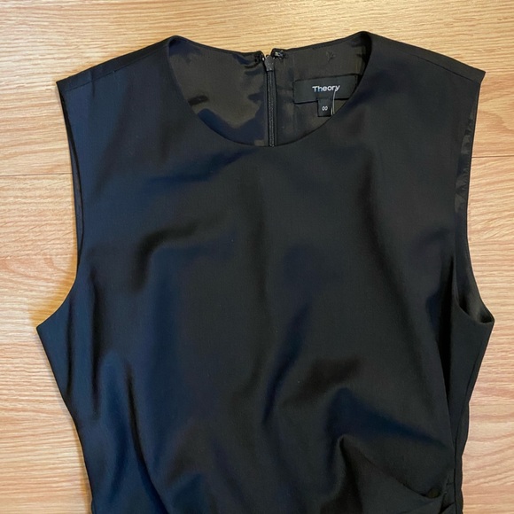 Theory Draped Front Black Dress Size 00 - Picture 5 of 7